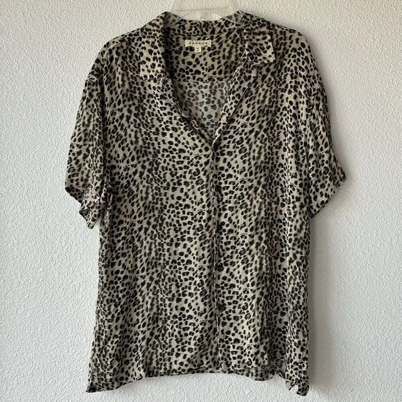 Pac Sun Leopard Print Shirt Short Sleeve Button Down Collar Size M - Picture 1 of 12